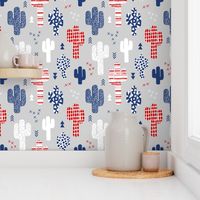 Cool western geometric cactus garden with triangles and arrows gender neutral usa 4th of july red blue and white