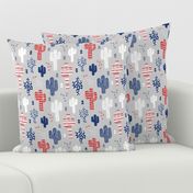 Cool western geometric cactus garden with triangles and arrows gender neutral usa 4th of july red blue and white