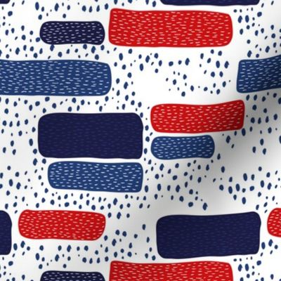 Abstract stripes and dots pattern american national colors 4th of July design