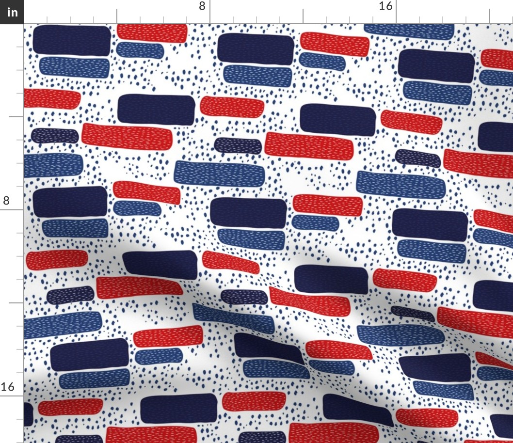 Abstract stripes and dots pattern american national colors 4th of July design