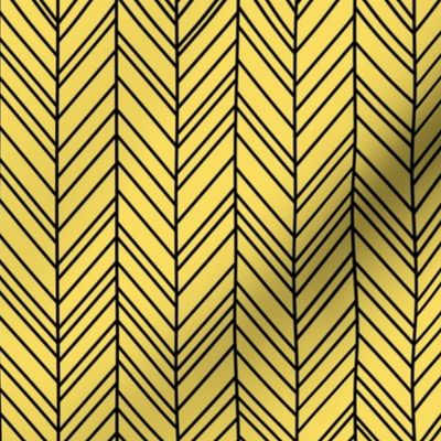 herringbone feathers butter yellow on black