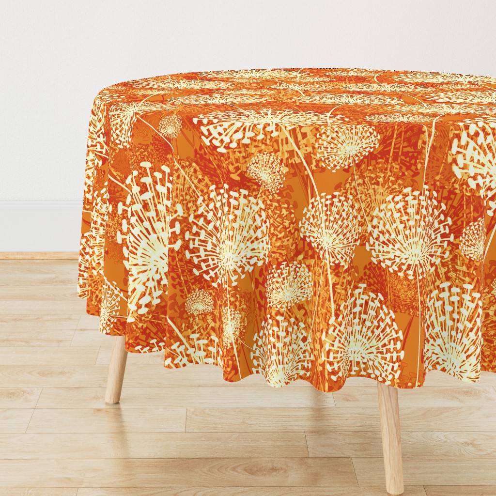 Vintage Orange Dandelions Large Scale