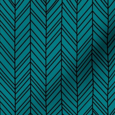 herringbone feathers dark teal on black