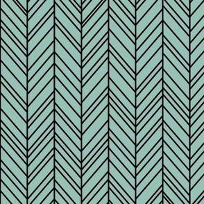 herringbone feathers faded teal on black