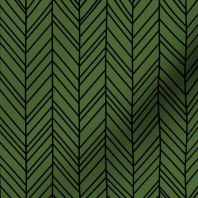 herringbone feathers hunter green on black