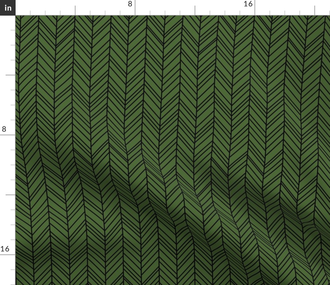 herringbone feathers hunter green on black