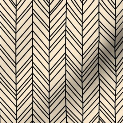 herringbone feathers ivory on black