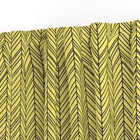 herringbone feathers lemon yellow on black