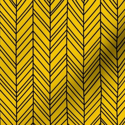 herringbone feathers mustard yellow and black