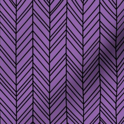 herringbone feathers amethyst purple on black