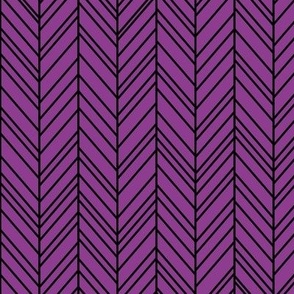 herringbone feathers grape purple on black