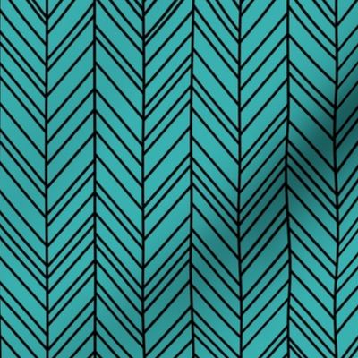 herringbone feathers teal and black