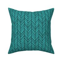 herringbone feathers teal and black