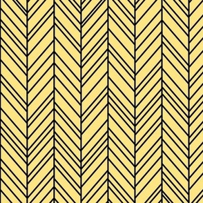 herringbone feathers sunshine yellow and black