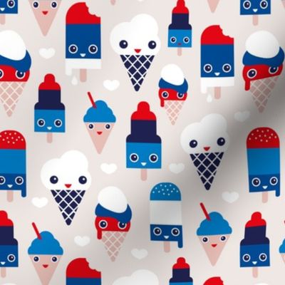 Colorful sweet ice cream popsicle sugar kawaii american holiday 4th of July illustration