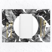 Tropical Banana Leaves Black and White Tropical Leaves, Banana Leaves on White