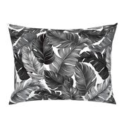 Tropical Banana Leaves Black and White Tropical Leaves, Banana Leaves on White