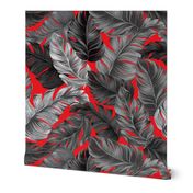 Tropical Banana Leaves Tropical Leaves, Banana Leaves on Red