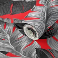 Tropical Banana Leaves Tropical Leaves, Banana Leaves on Red