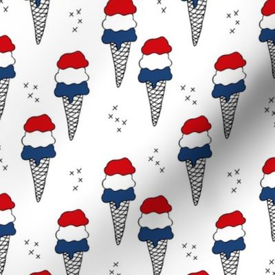 Blue and red national ice cream design 4th of July summer print