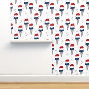 Blue and red national ice cream design 4th of July summer print