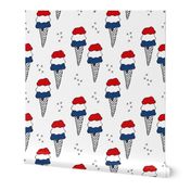 Blue and red national ice cream design 4th of July summer print