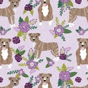 pitbull brindle purple dog breed fabric florals