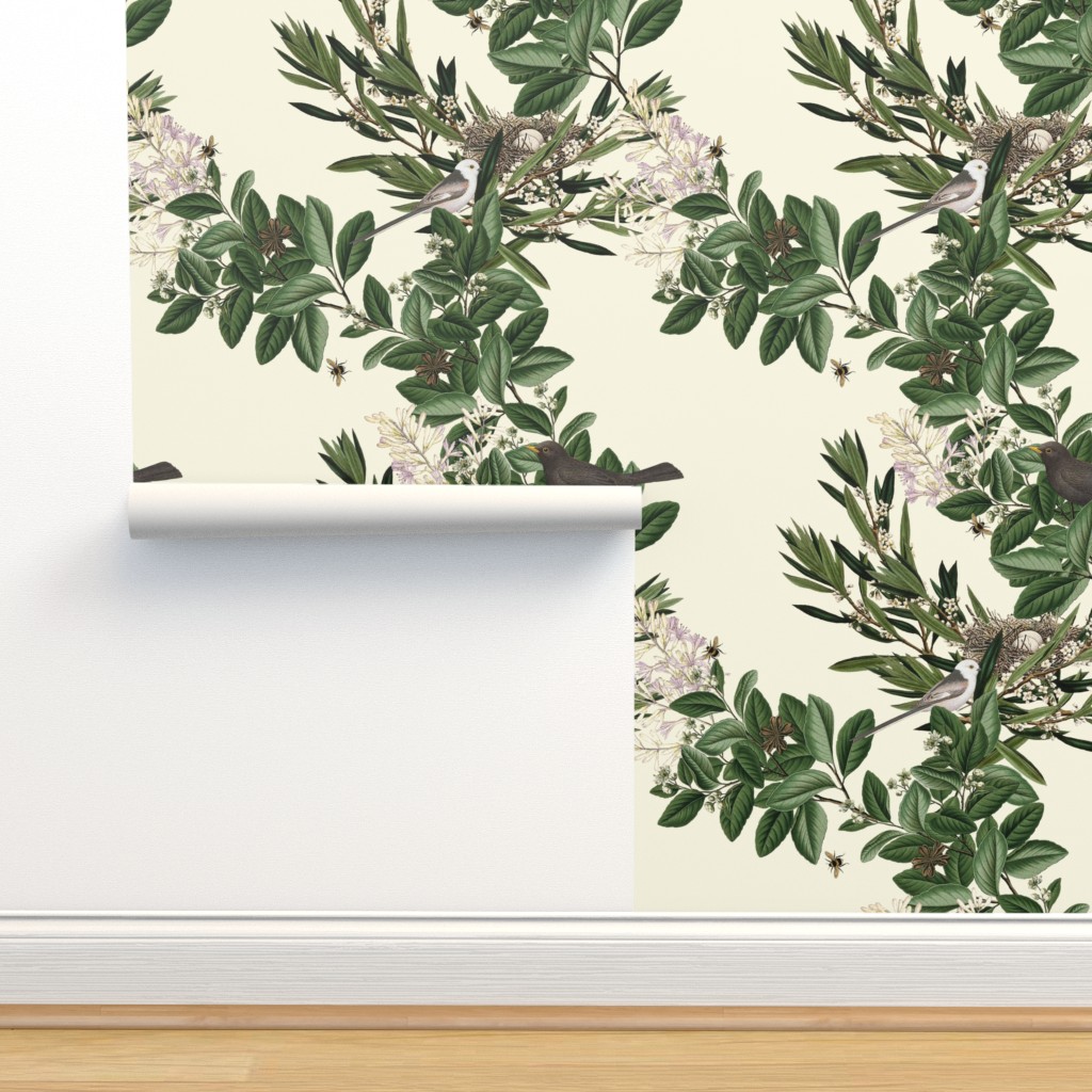Ivo's Garden Cream Wallpaper | Spoonflower
