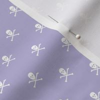 white skull and crossbones on lavender