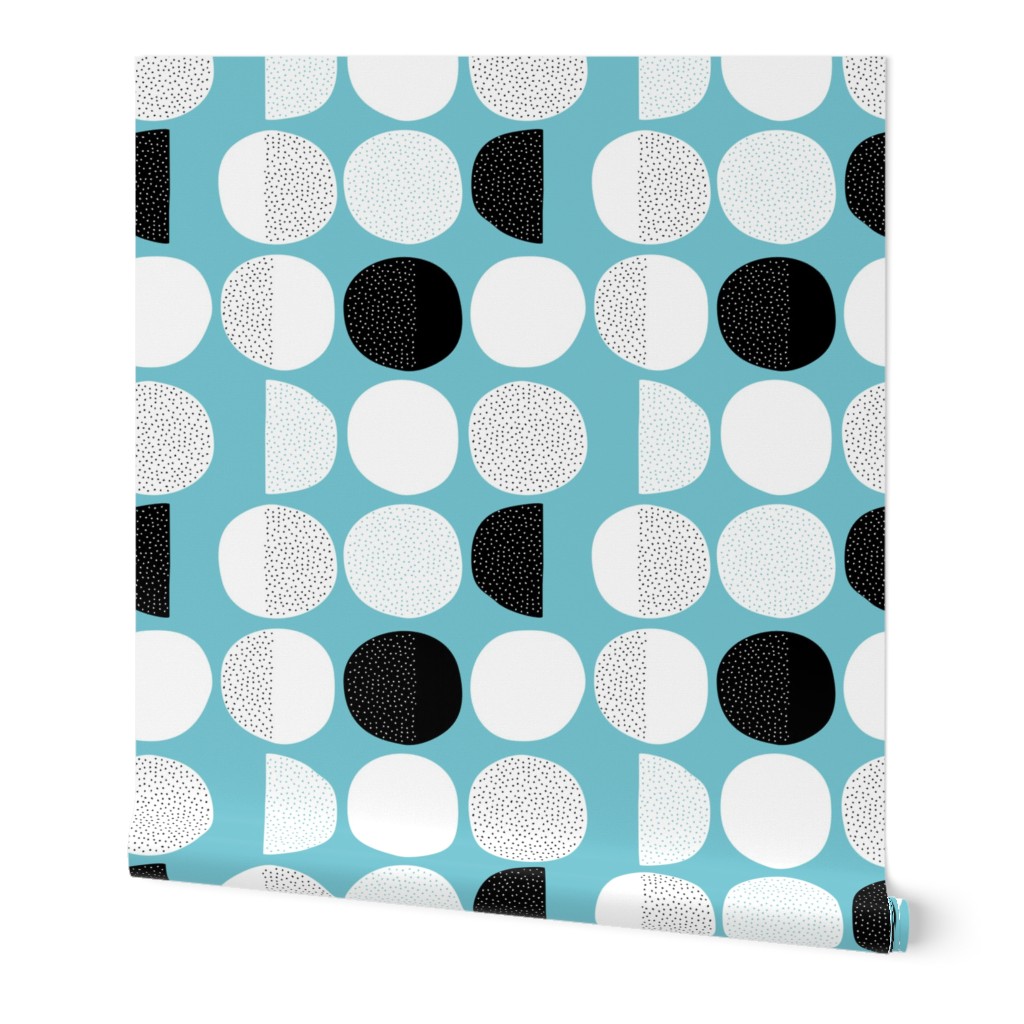 Abstract moon cycle Scandinavian minimal retro circle design blue