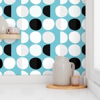 Abstract moon cycle Scandinavian minimal retro circle design blue