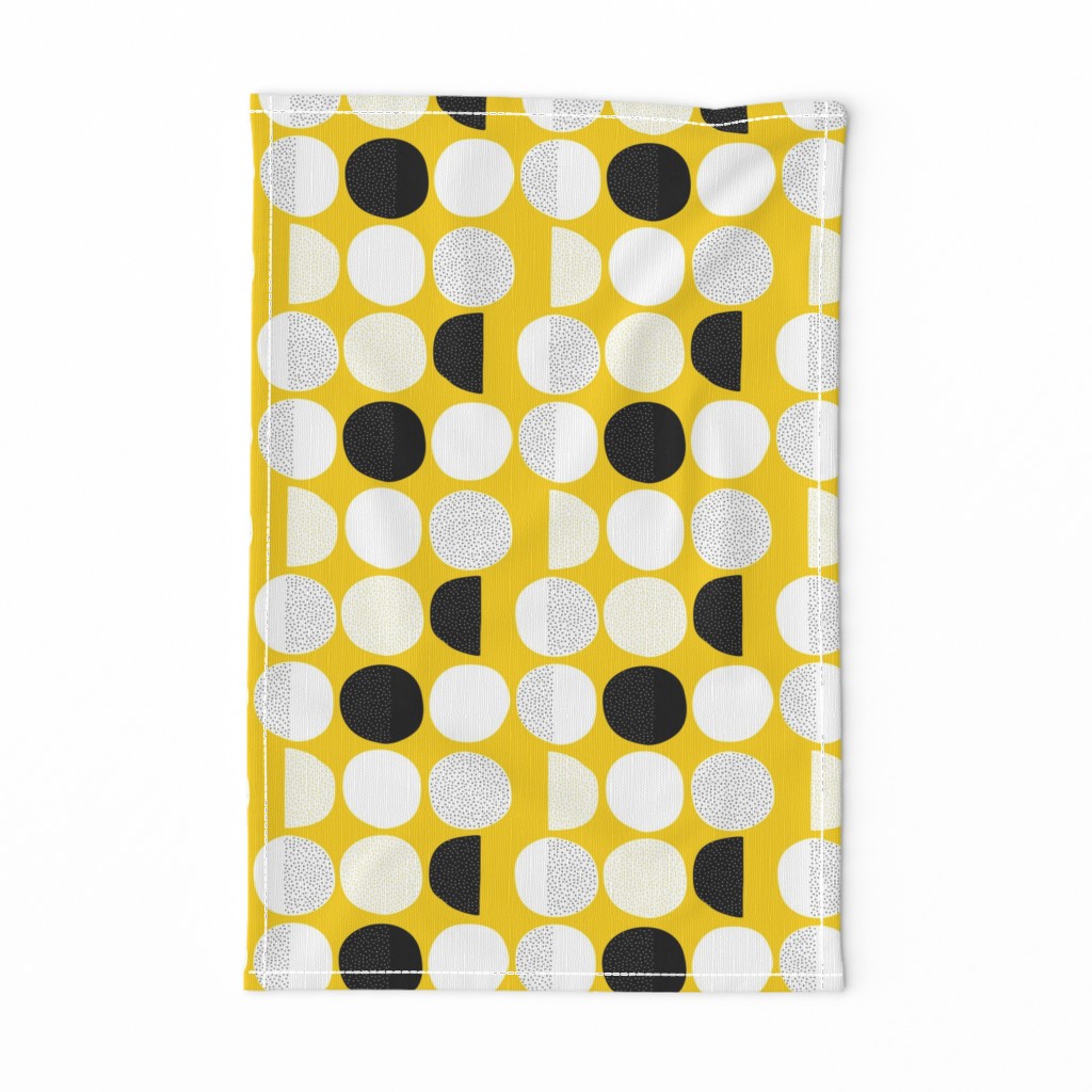 Abstract moon cycle phase Scandinavian minimal retro circle design gender neutral yellow