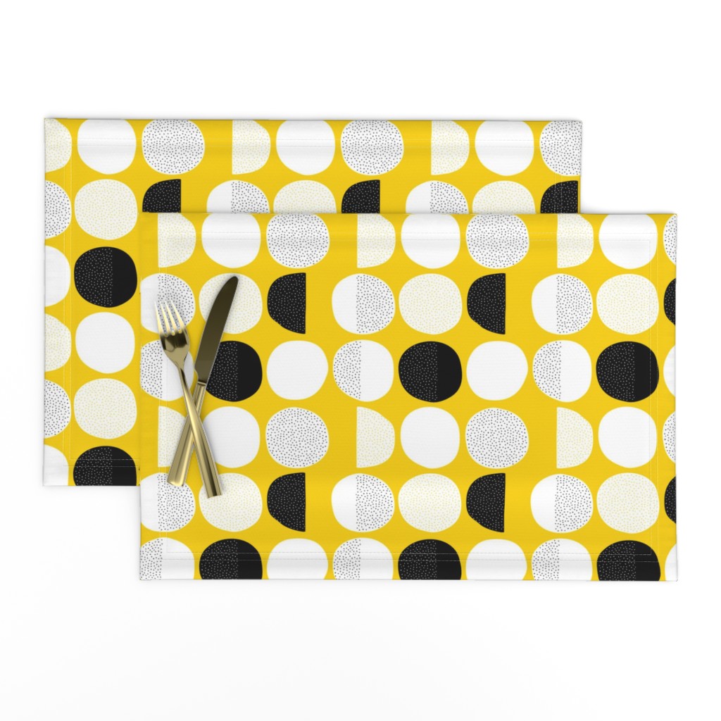 Abstract moon cycle phase Scandinavian minimal retro circle design gender neutral yellow