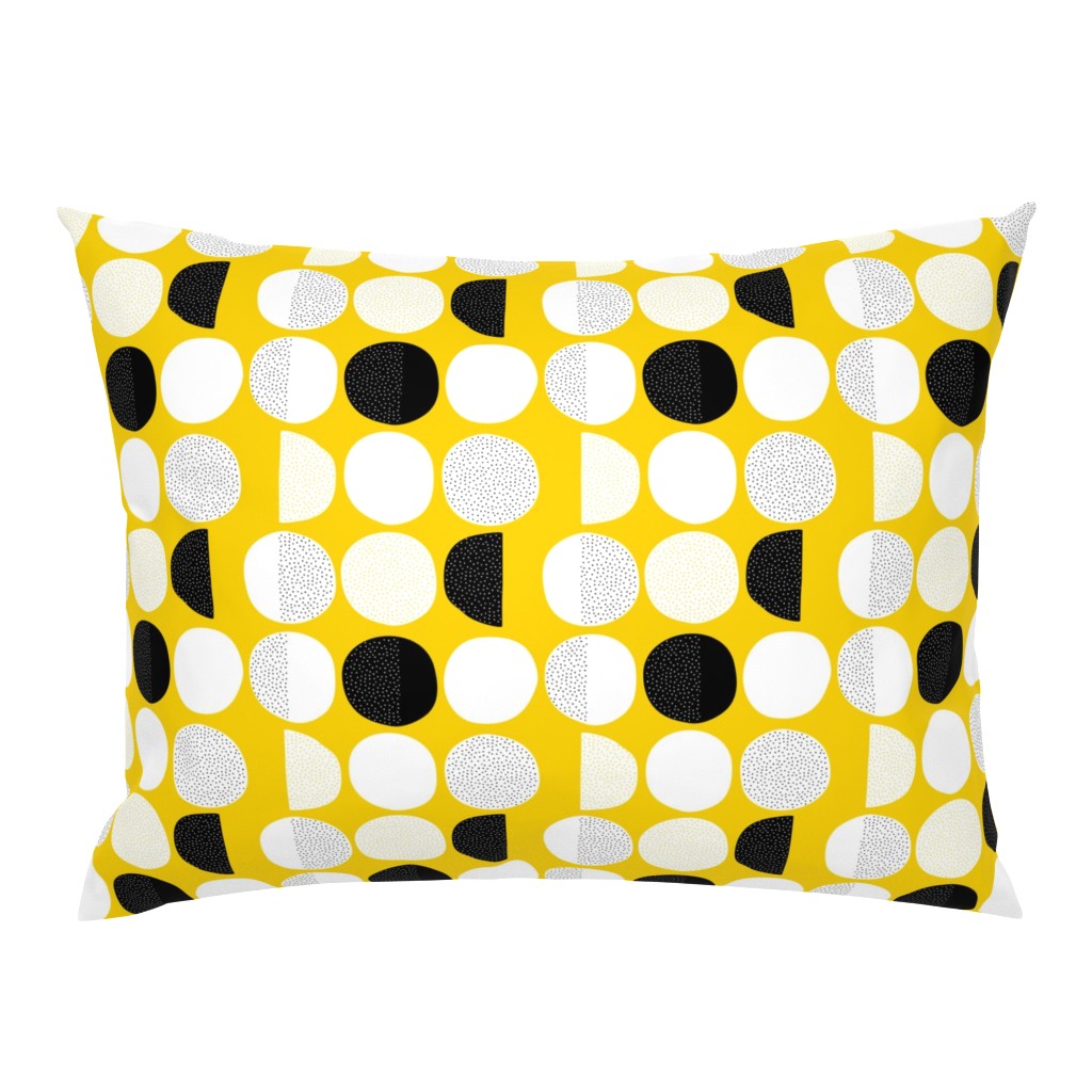 Abstract moon cycle phase Scandinavian minimal retro circle design gender neutral yellow