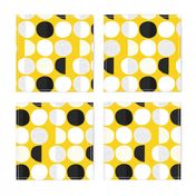 Abstract moon cycle phase Scandinavian minimal retro circle design gender neutral yellow