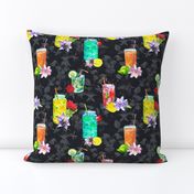 watercolor summer fruity drink cocktail dark grey black