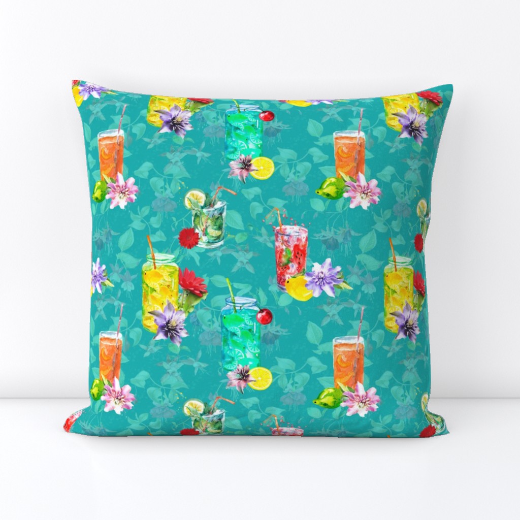 watercolor summer fruity drink teal turquoise