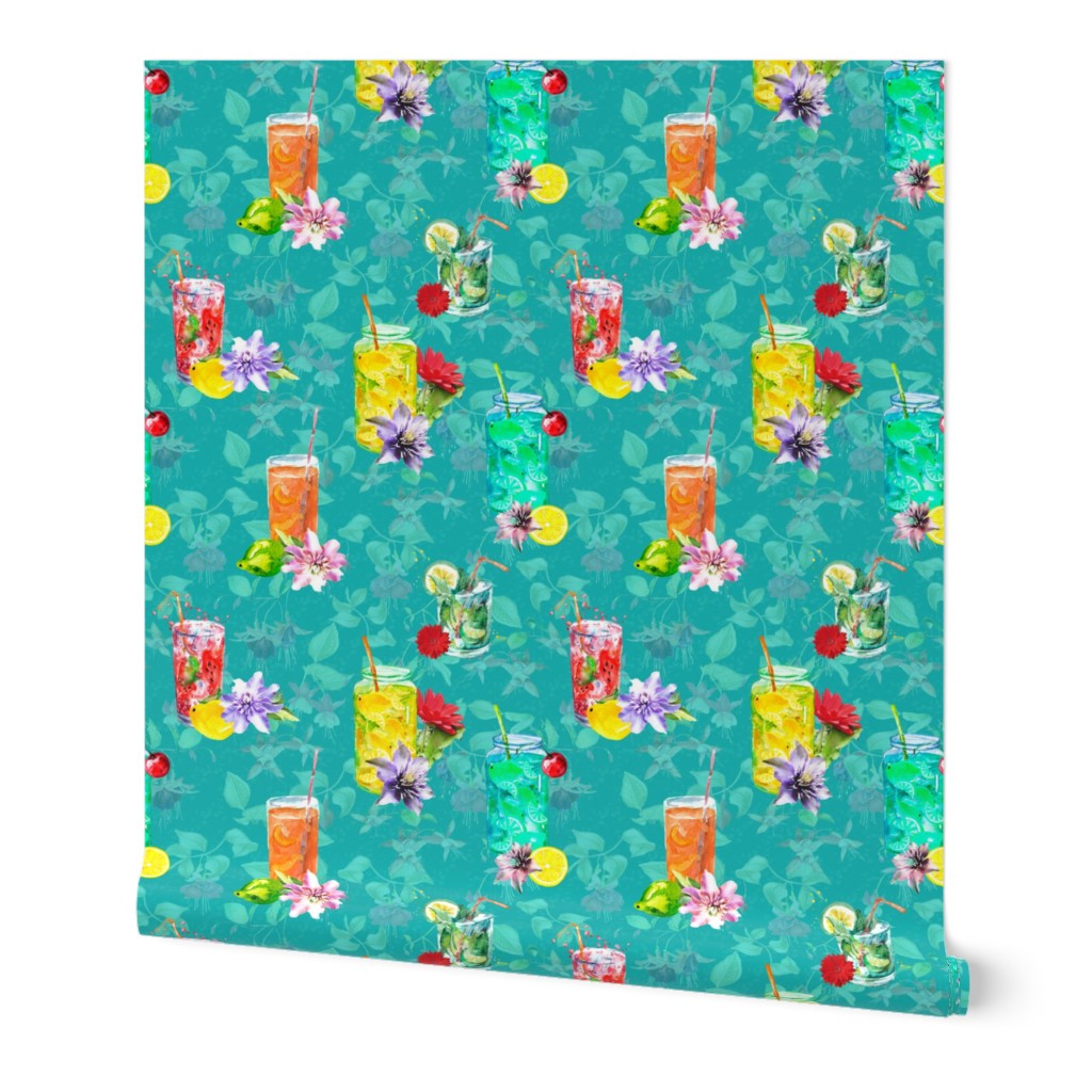 watercolor summer fruity drink teal turquoise