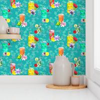 watercolor summer fruity drink teal turquoise