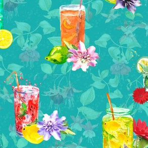watercolor summer fruity drink teal turquoise