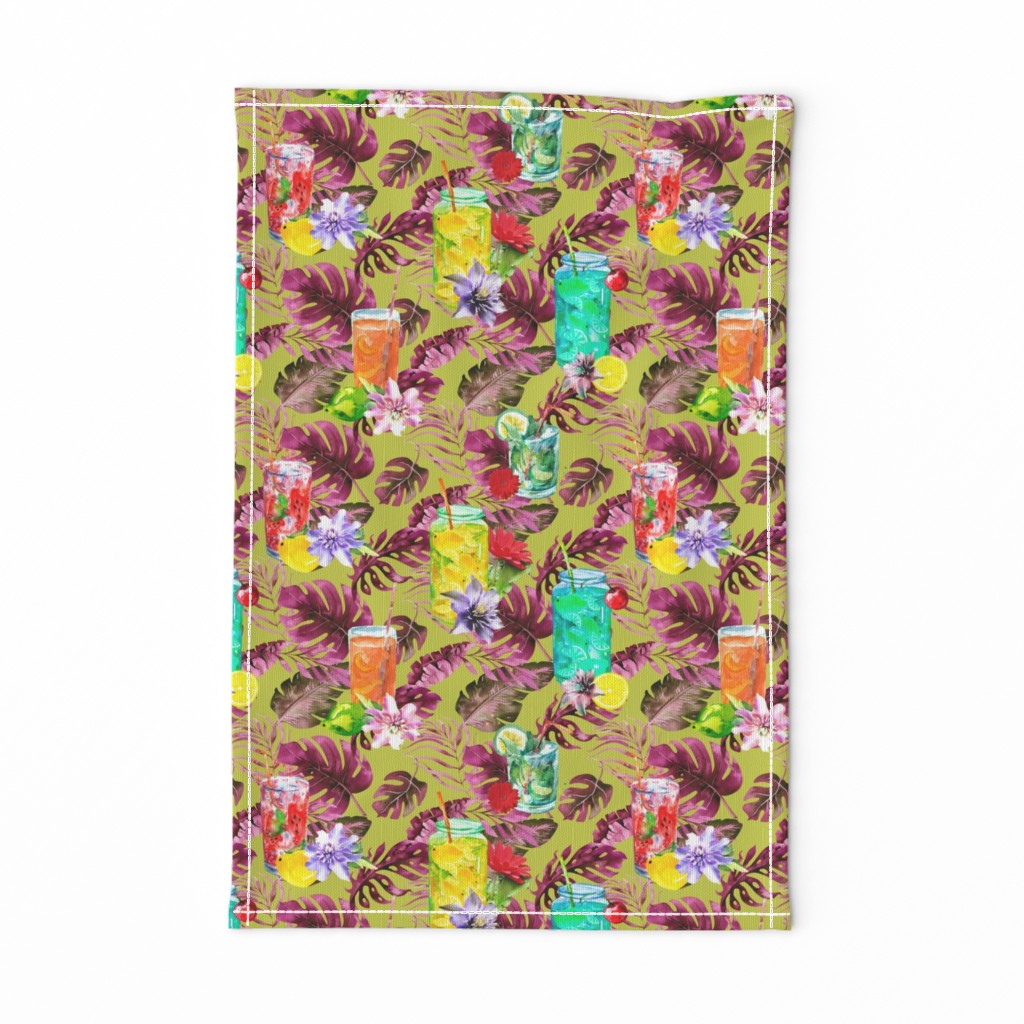 tropical watercolor summer fruity drink lime green