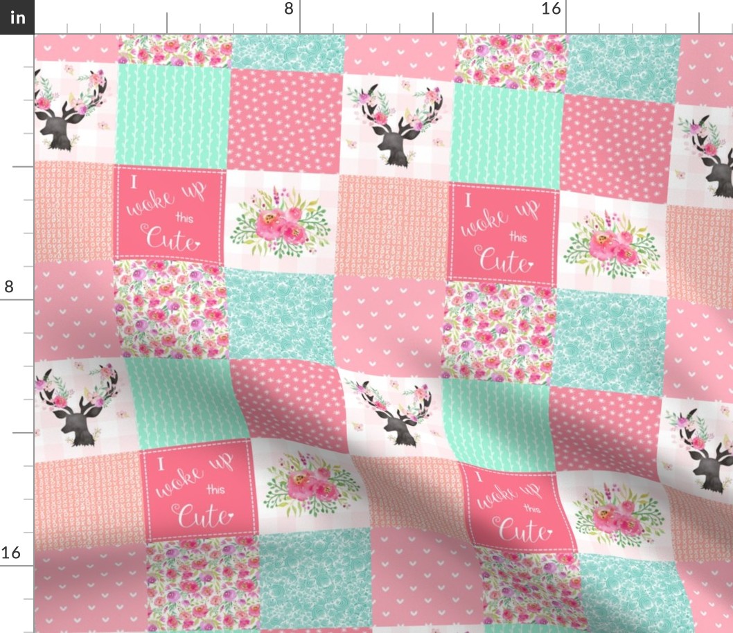 3 " Deer Floral Patchwork Wholecloth Quilt - Ashburton Coordinate for Girls GingerLous