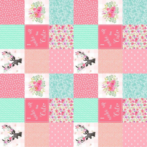 3 " Deer Floral Patchwork Quilt (rotated) Wholecloth I Woke Up This Cute - Ashburton Coordinate for Girls GingerLous