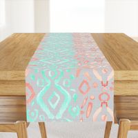 Jumbo Coral Peach Blush  Mint Green Ikat Watercolor Abstract White Large Scale Home Decor  _ Miss Chiff Designs