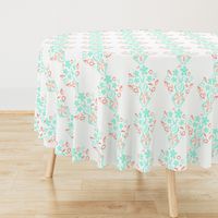 Coral Peach Blush  Mint Green Ikat Watercolor Abstract White Large Scale Jumbo Floral  _ Miss Chiff Designs