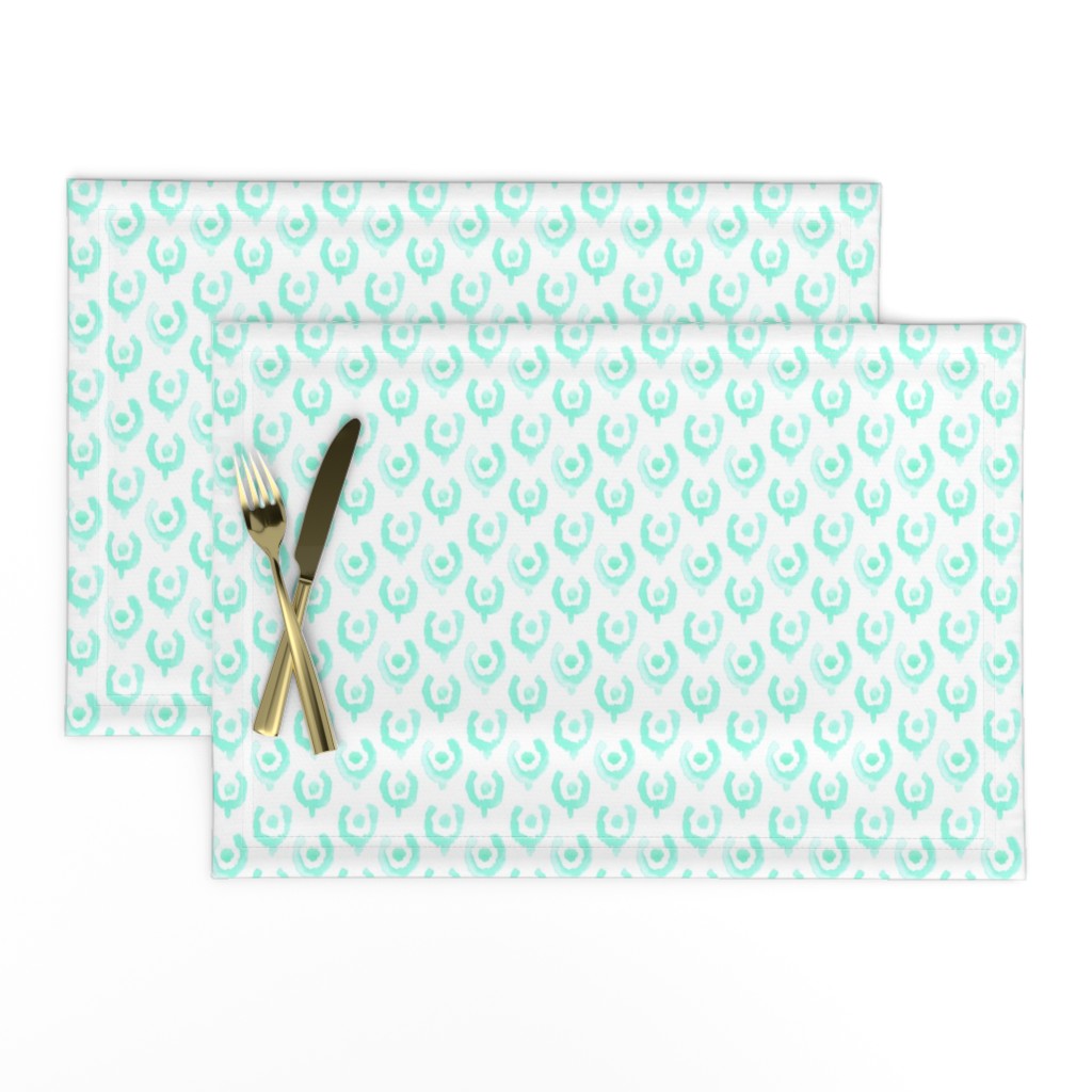 Mint Green Ikat Watercolor Abstract Floral Tulip Horse Shoe White  _ Miss Chiff Designs