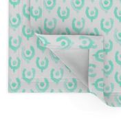 Mint Green Ikat Watercolor Abstract Floral Tulip Horse Shoe White  _ Miss Chiff Designs