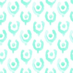 Mint Green Ikat Watercolor Abstract Floral Tulip Horse Shoe White  _ Miss Chiff Designs