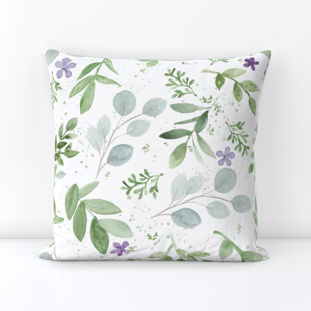 Watercolor Lavender and Greenery Pattern