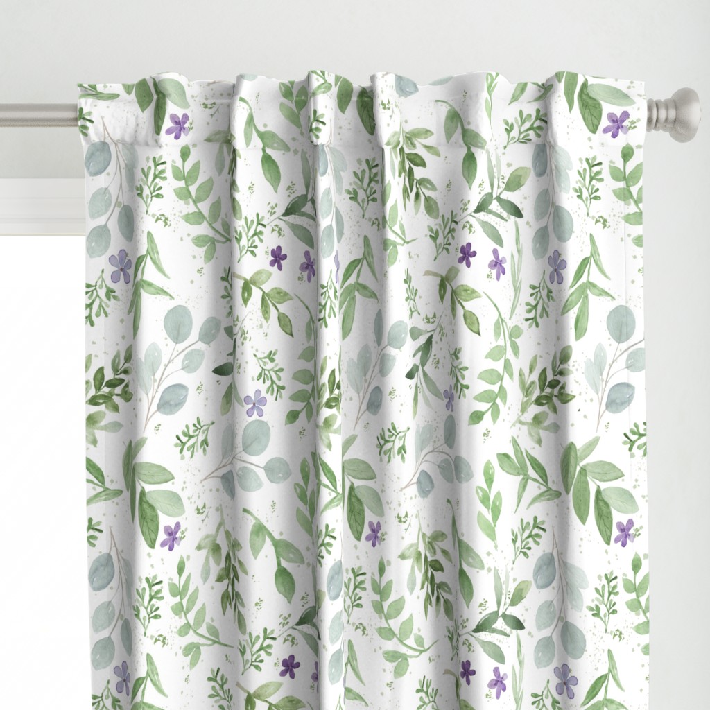 Watercolor Lavender and Greenery Pattern